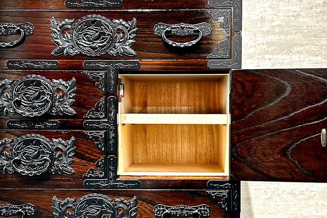 仙台箪笥 脚付帳場箪笥 拭き漆塗り KC-19B （申込書返送後、1ヶ月～6ヶ月程度でお届け） 欅産業 たんす 家具 収納 インテリア|06_kyk-770301