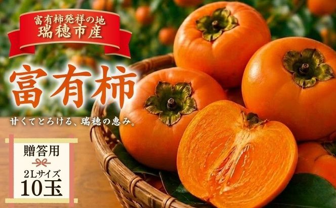 富有柿 贈答用 2L 10玉 | 柿 富有柿 かき カキ フルーツ 果物 贈答 贈答用 プレゼント ギフト 贈り物 秋 2L 2Lサイズ 人気 産地直送 15000円 岐阜 瑞穂市 送料無料 ※2026年11月～発送