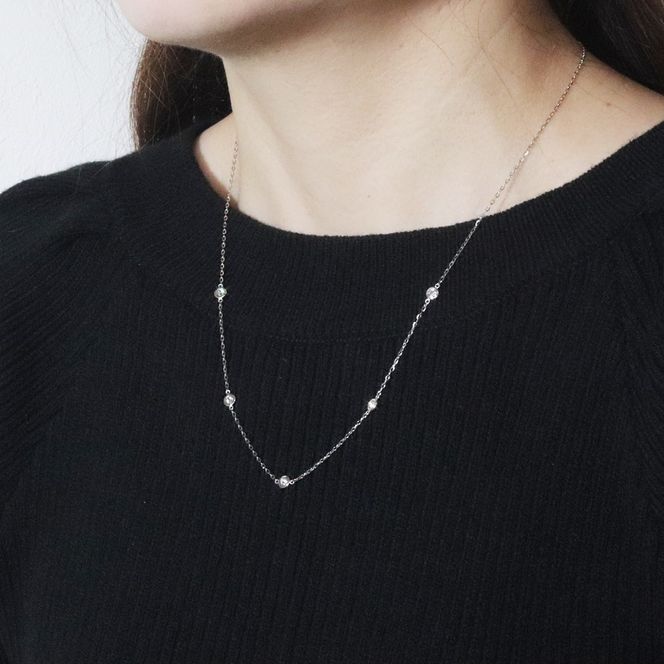 プラチナ　0.55ct　ダイヤモンドステーションネックレス　BQ-199