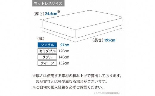 1AJ1【シモンズ】シングルマットレス　BSゴールデンバリュー　AB2111A