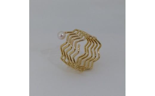 20-09伊勢志摩あこや本真珠リング(ギザギザ)真鍮製