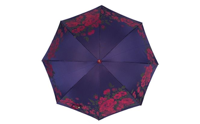 CB017　【槙田商店】晴雨兼用長傘　絵おり　大バラ　ネイビー