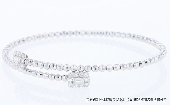 J094 アルカンシェルPTダイヤ形状記憶バングル（計 0.52ct）