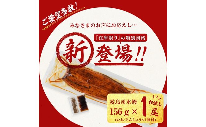 【お礼の品人気No1】霧島湧水鰻の蒲焼き 1尾 ＜156g以上×1尾＞ p58-001