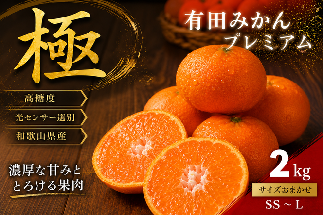 ＼光センサー選別／極 有田みかんプレミアム 約2kg【光センサー 高糖度選別品】2S～Lの小玉サイズ 有機質肥料100% | 光センサー選別 温州みかん みかん 高糖度 柑橘 果物 フルーツ 甘い◇