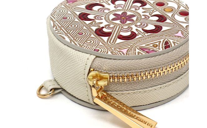 【文庫屋大関】マカロンポーチ 錦紗＜ピンク＞【皮革工芸品】 ポーチ ミニポーチ 小物入れ アクセサリー入れ イヤホン入れ 収納 保管ケース 手のひらサイズ  本革 革 皮革 工芸品 工芸 雑貨 ギフト プレゼント 日本製 東京