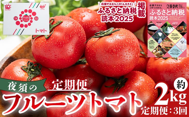 [3回定期便]夜須のフルーツトマト 約2kg[旅サラダに取り上げられました!] 先行予約受付 期間限定 季節限定 野菜 やさい フルティカ 完熟 小ぶり 小さめ 糖度 熨斗 のし対応可 贈り物 おやつ サラダ フレッシュ 新鮮 送料無料 産地直送 高知県 香南市 Wyu-0027