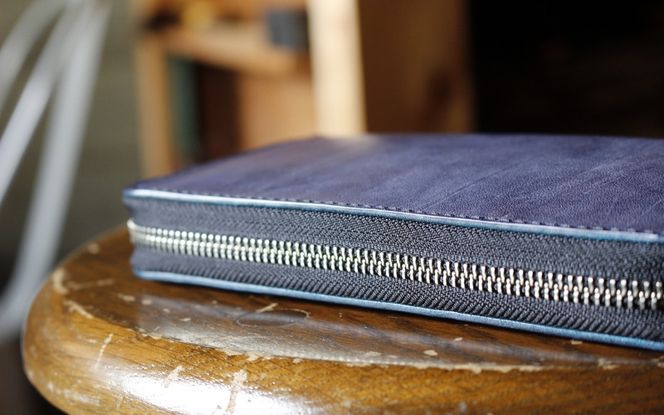 牛本革長財布【ブライドルレザーラウンドファスナー/ブラック】 work0001