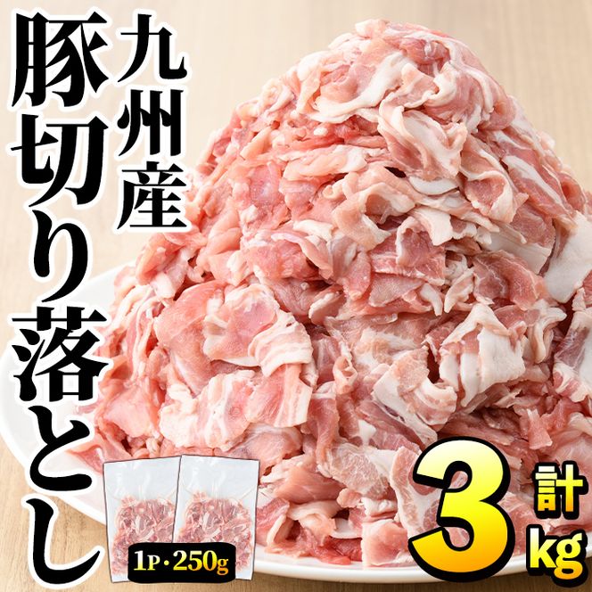 豚肉ウデモモ切り落とし(計3kg・1パック250g) 小分け 国産 豚肉 豚小間 真空パック 家庭用 豚こま 定期便 スライス 冷凍配送 個包装 切り落し 切落し すき焼き しゃぶしゃぶ セット 詰め合わせ 数量限定【三九】akn006-05