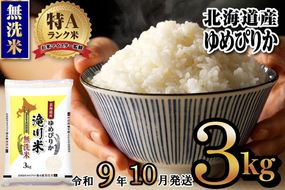《R9年産先行予約》特A 北海道滝川産 ゆめぴりか無洗米 3kg お米マイスター 新米 単一米 産地限定米 ブランド米 北海道産 白米 精米 米 こめ コメ お米 ご飯 ごはん おにぎり 生活応援 道産 むせんまい 限定 贈答 お試し