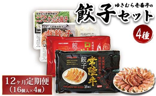 【定期便12ヶ月】ゆきむら壱番亭の4種の餃子セット※離島への配送不可