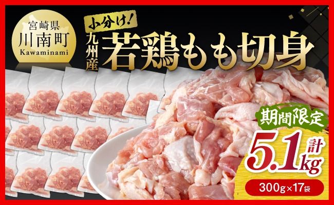 企業努力により実現! 若鶏もも切身 計5.1kg(4.8kg(300g×16袋)+300g) [ 国産 鶏肉 肉 とり もも肉 モモ 5.1kg からあげ 唐揚げ チキン南蛮 送料無料 ] [C00711]