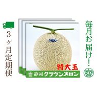 【3ヶ月定期便】クラウンメロン（白等級）特大玉　1玉入 