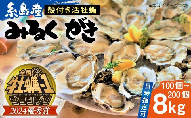 加熱用 みるくがき 8kg 殻付き 活牡蠣 糸島市 / 豊久丸 ブランド/カキ/牡蛎[AEJ007]
