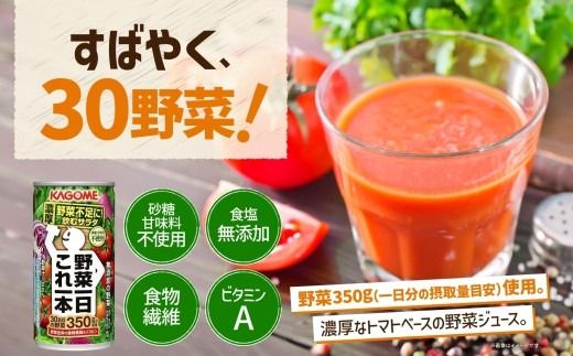 ns038-005　カゴメ 野菜一日これ一本 190g × 6缶 野菜ジュース 野菜汁100% 無添加 砂糖不使用 食塩不使用 栄養強化剤不使用 香料不使用 30品目 野菜 ジュース リコピン β-カロテン 食物繊維 ビタミンA ドリンク 飲料 かごめ お取り寄せ KAGOME 送料無料 那須塩原市