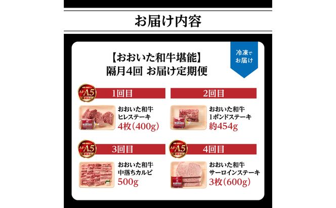 【T10098】【隔月配送】【おおいた和牛堪能】隔月4回お届け定期便