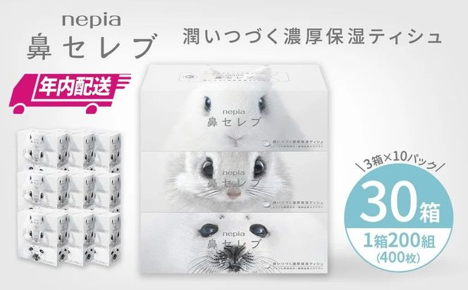 【年内配送】ネピア鼻セレブティシュ3箱×10パック