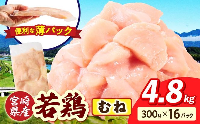 宮崎県産 若鶏切身 むね肉 4.8kg（300g×16袋）_b0782_it_x2