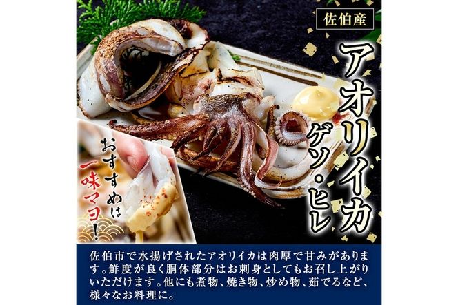 〈訳あり〉加熱用 アオリイカ(ゲソ・ヒレ) (計約1kg・3P～5P) 魚介 イカ 塩焼き 冷凍 おつまみ 海鮮 海の直売所 大分県 佐伯市【AS145】【海べ (株)】