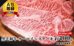 A5等級 黒毛 和牛 サーロインステーキ 約400g（約200g×2枚）岡山県産 牛肉 黒毛和牛 