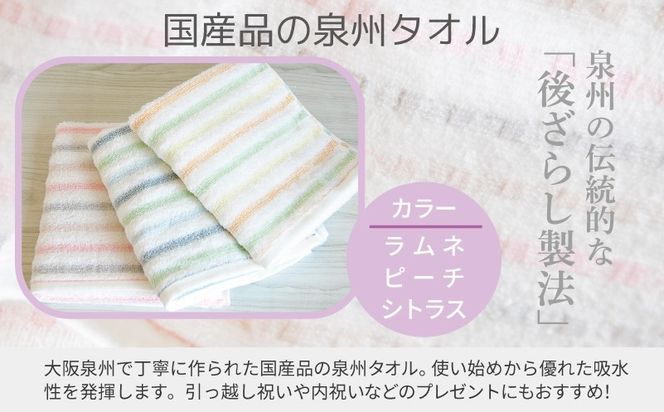 G5737 【スピード発送】ライン フェイスタオル 3枚セット アソート 泉州タオル