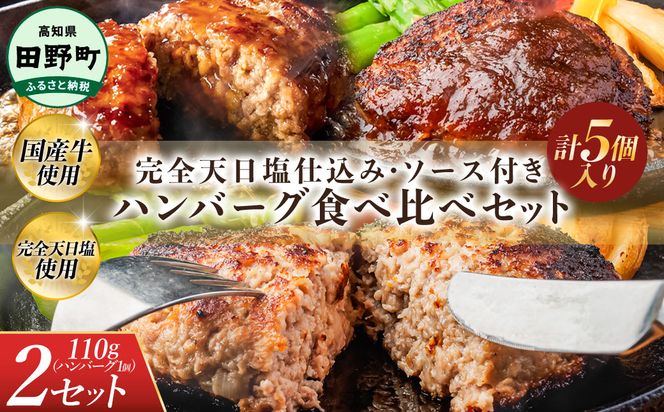 食べ比べ！完全天日塩仕込みハンバーグ3種各2個セット 田野屋青蜂 白鯆 完全天日塩 特製デミグラス 黄金しょうがソース付き 肉 お肉 おかず 惣菜 ジューシー おいしい 洋食 お取り寄せ 冷凍 配送 高知県 田野町