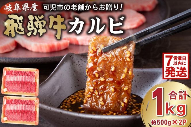 【7営業日以内発送】 飛騨牛カルビ1kg（500g×2）【0016-055】