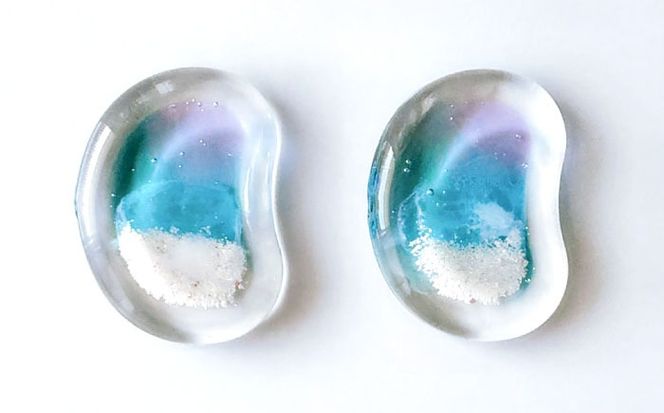 レジンアート 『海の煌き 箸置き』 アクアブルー × パープル 2個セット はしおき はし置き レジンアート 海 ハンドメイド 雑貨 おしゃれ 沖縄市 / Kays Artistry[BCAG029]