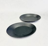 『鹿追焼』黒釉楕円皿2枚セット(大大) SKU011