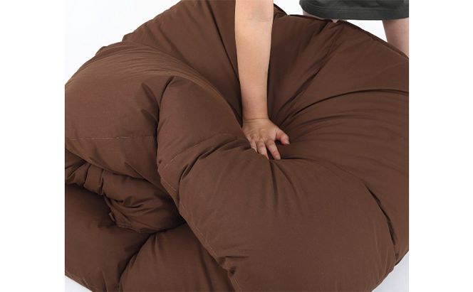 羽毛布団シングル掛け布団日本製ダウン90％1.2kg立体スクエアキルト8か所ループ付きブラウン 寝具 軽量 抗菌 消臭 立体キルト 茶色 