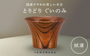とりどり　ぐいのみ　拭漆 山中漆器 伝統工芸 工芸品 木製 漆塗 国産 日本製 F6P-3265
