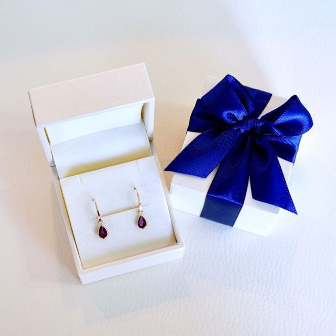 K10YG(10金) イエローゴールド 揺れる ロードライトガーネット アンティーク ピアス 保証書付 SR-2223-1 242-043-e