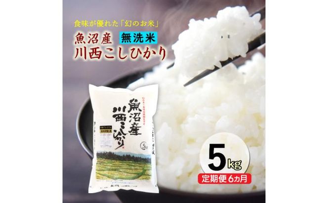 【定期便／6ヶ月】無洗米 魚沼産川西こしひかり5kg