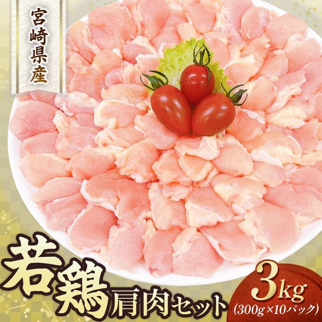 【やわらか新食感】宮崎県産若鶏肩肉3kgセット（300g×10P 希少部位 国産 安心安全 鶏肉 若鶏 冷凍）