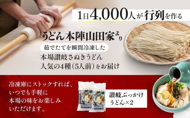 【山田家】冷凍讃岐うどん４種ざる・カレー・きつね・かきあげR５／５人前（高松市） 372013_AF043