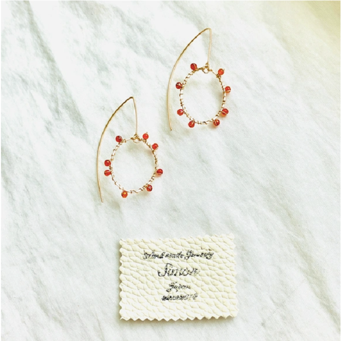 ロング フック ピアス Salmon roe イクラちゃん K14gf