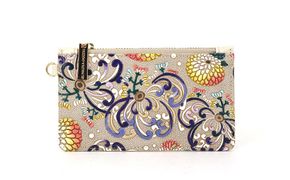 【文庫屋大関】すっきりカードケース　乱菊＜青紫＞【皮革工芸品】 ファッション小物 雑貨 フラグメントケース 小銭入れ付き 収納 スマート 日本製 