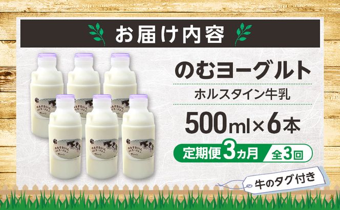 定期便 3ヵ月連続 全3回 のむヨーグルト 生乳100%使用 500ml×6本 北海道産 ホルスタイン種 [i・ふぁーむ] 【 飲むヨーグルト 牧場直送 幕別 プレーン 濃厚 牛 朝食 】
