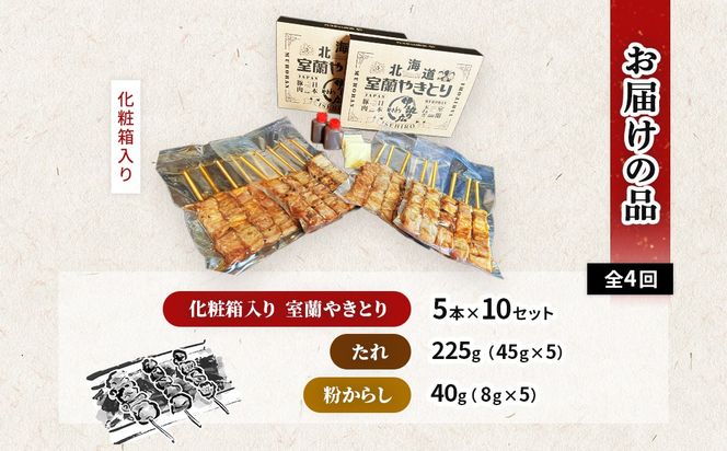 【定期便】伊勢広 室蘭やきとりセット50本 全4回 MROAN015