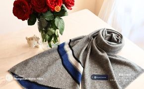 G3319 『Noble Fibre』100％カシミヤ・マフラー グレーインターシャ【高級 カシミア おしゃれ ファッション 防寒 かしみあ】