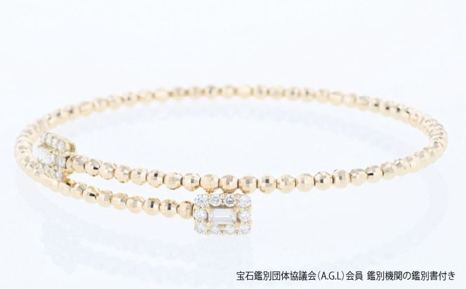 J095 アルカンシェルYGダイヤ形状記憶バングル（計 0.52ct）