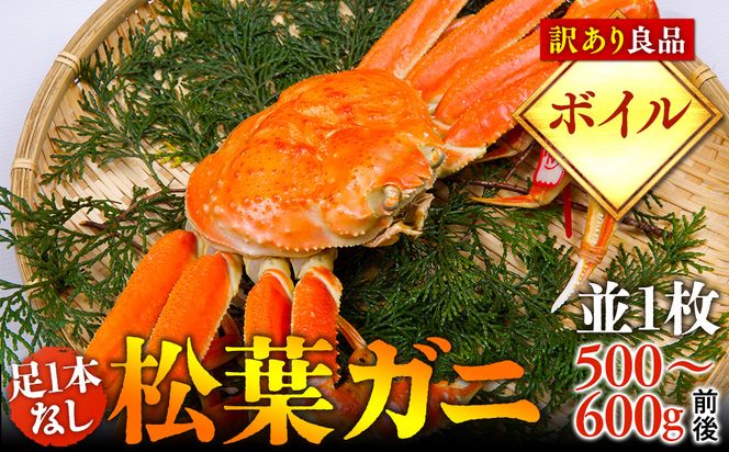 1021.【ボイル】足1本なし　訳あり松葉ガニ　並1枚（500～600g前後）【着日指定不可】※2026年11月上旬～2027年3月下旬頃に順次発送予定《かに カニ 蟹》 313726_AL031VC02
