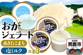 おがジェラート（男鹿産あきたこまち・男鹿の塩ミルク）ジェラートセット各3個（計6個）|23_oga-020601