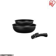 フライパン セット ih アイリスオーヤマ 鍋 3点セット NTF-SEI3 ブラックメタリック 取っ手が外せるフライパン なべ IH対応 ガス火 ダイヤモンドコーティング 調理器具 調理用品 家電 新生活