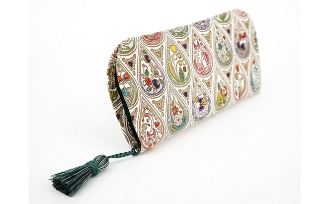 【文庫屋大関】メガネケース　花と猫＜ミックス＞ 　【皮革工芸品】 ファッション小物 民芸品 