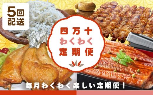【5回定期便】四万十わくわく定期便5万円コース 定期便 5回 5万コース 魚介 魚 しらす シラス うなぎ ウナギ 鰻 豚肉 豚 ポーク 鶏肉 鶏 チキン パン 冷凍パン ベーグル ごちそう 贅沢 惣菜 おかず 高知 四万十 しまんと 39210-999-9008