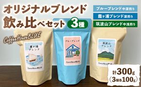 ブルーブレンド＋霞ヶ浦ブレンド＋筑波山ブレンド（100g×3種） | コーヒー 珈琲 コーヒー豆 自家焙煎 ブレンド オリジナル 飲み比べ