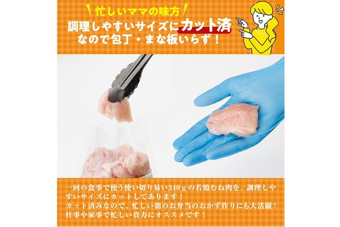 鶏肉 むね肉 小分け(計3.4kg・340g×10P) お肉 鳥肉 とり肉 鶏肉 若鶏 むね肉 国産 宮崎県産 唐揚げ から揚げ からあげ 冷凍 便利 【NK-14】【南九フーズ】