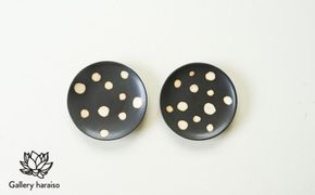 【沖縄のかわいい器】陶factory509 モノクロ皿小　ペア／ドット