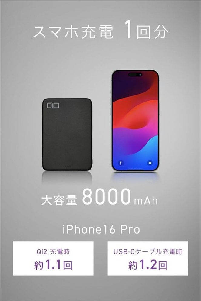 CIO モバイルバッテリー 8000mAh SMARTCOBY SLIM II Wireless 2.0 8K ブラック｜小型 軽量 おしゃれ 便利 [2652]